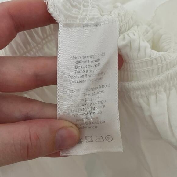 Veronica Beard Jeans Kelsey Smocked Bodice Combo Flounce Hem Shirt Dress Size 6 - Picture 11 of 13